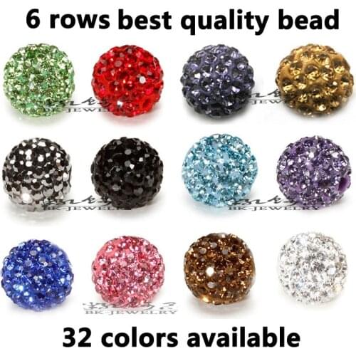 100pcs 10mm 6Rows High Quality Micro Crystal Paved Ball Bead For DIY Bracelet Necklace Jewerly Making
