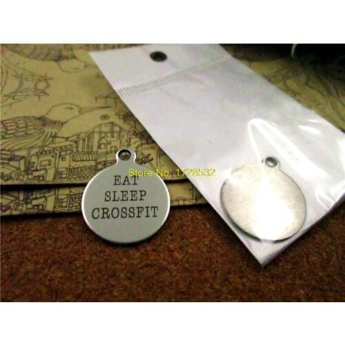 10pcs-stainless steel Charms "EAT SLEEP CROSSFIT " DIY Charms Pendants for necklace/bracelet/keychain DIY jewelry