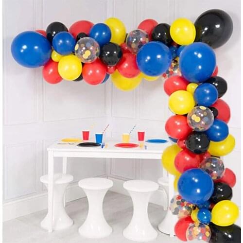 110Pcs/set Birthday Decoration Red Blue Yellow Black Confetti Balloons Arch Garland for Baby Shower Birthday Party Supplies
