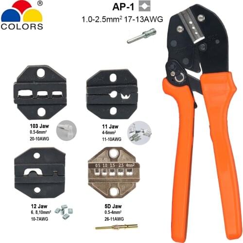 1HK Crimping Pliers CEM/CEF Aviation Crimp Needle Wire Connector Ratchet Clamp Plier Jaw Die Kits Electrican Tools