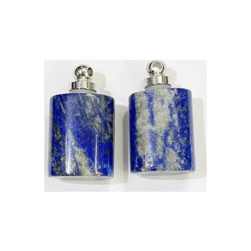 Fashion natural stone lapis laz Perfume bottle necklace pendant for jewelry making Charm accessories 2pc free shipping wholesale