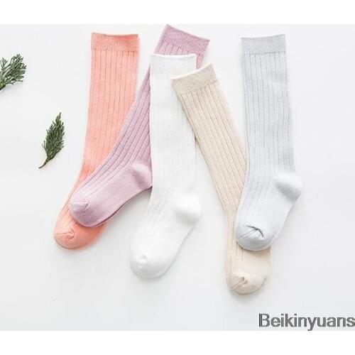 2018 cotton simple knee high socks newborn baby boy girl toddler simple solid leg set warm knee high socks