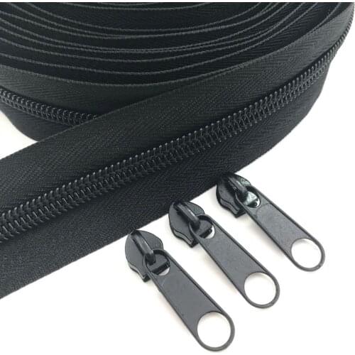 #5 10 Meter 24 Colors Nylon Coil Zippers by The Yard with 10pcs Sliders for DIY Sewing Tailor Crafts Bags