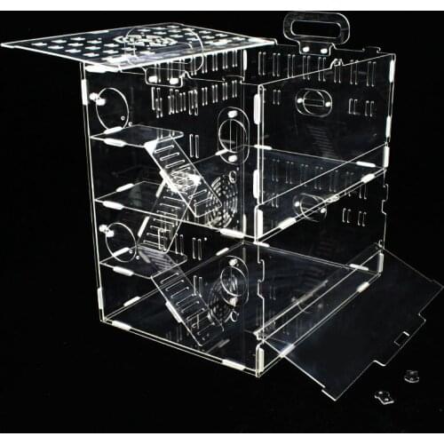 Acrylic Hamster Cage Transparent Single/Double/ Three Layer Villa Guinea Pig Golden Silk Bear Empty Cage Supplies Small Pet Nest