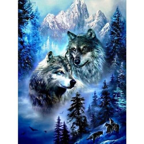 CraftArtGo 5D DIY Diamond Embroidery Snow Wolf Full Round Square Rhinestone Mosaic Painting Cross Stitch Flowers Diamond Art Kit