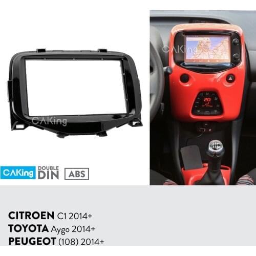Car Fascia Radio Panel for 2014+ Toyota Aygo,Peugeot 108,Citroen C1 Dash Kit Install Facia Plate Bezel Adapter Console Cover