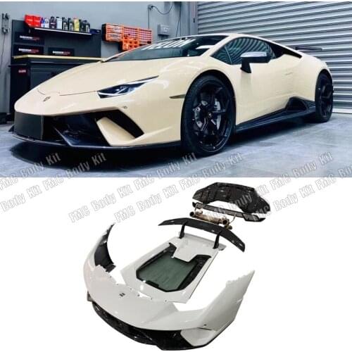 Real Carbon fiber Front Rear bumper Side skirts Rear spoiler Engine hood With exhaust For Lamborghini Huracan LP580 LP610