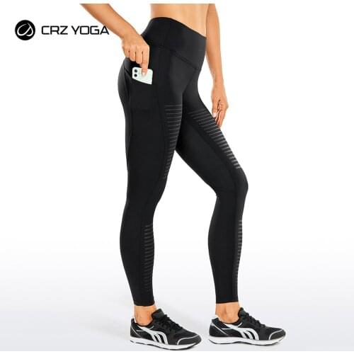 CRZ YOGAWomens Naked Feeling Workout Leggings 25 Inches - Moto Leggings High Waisted Yoga Pants with Side Pockets
