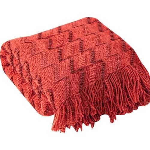 Two Color Sofa Bed Knitted Cross Border Blanket Air Conditioning Tassel Siesta 130cmx170cm