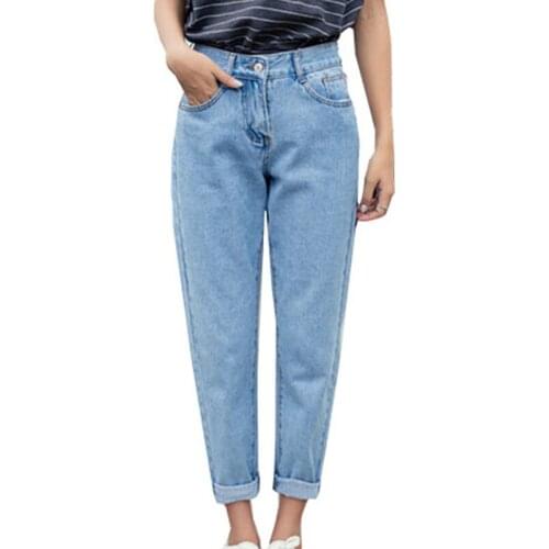 CUHAKCI Pencil Pants High Waist Cowboy Blue Denim Jeans Hot New Women Vintage Pockets Full Length Loose