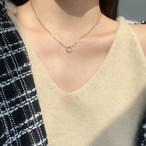 Geometric Round Clavicle Chain Female S925 Temperament Fashion Retro Simple Niche Wild Necklace Female Trend