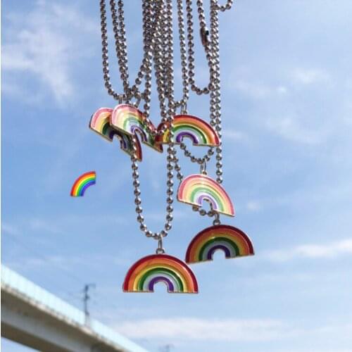 Ins elegant terracing cool bungee girl rainbow cloud necklace student couple personality hundred pendant ballpoint chain
