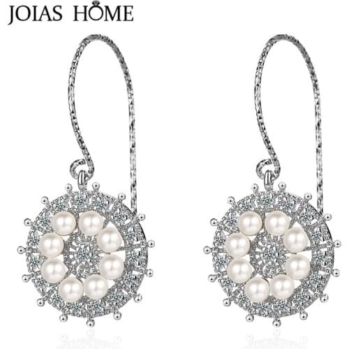JoiasHome Baroque Pearl Earrings For Women Silver 925 Jewelry Rose Gold Color Women Fine Jewelry 925 Party Gift Wholesale