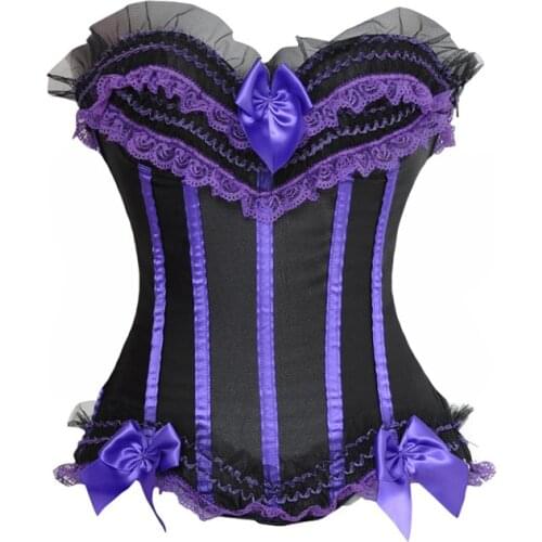 Classic Lace Up Corset Sexy Bustier Women Corselet Overbust Waist Trainer Lingerie with G string Dropshipping