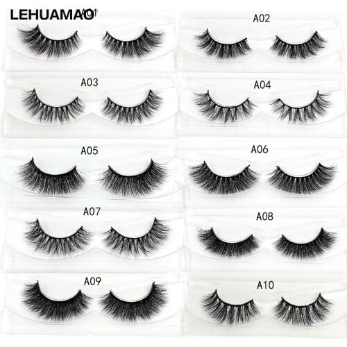 LEHUAMAO Mink Lashes 3D Mink False Eyelashes Long Lasting Lashes Natural cross Mink Eyelashes Fluffy Dramatic Eye Makeup