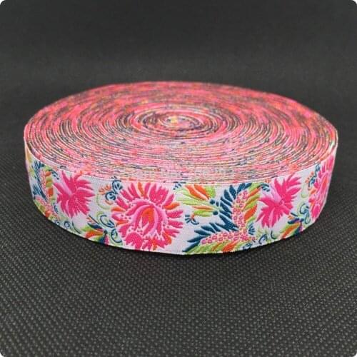 HOT!!! 2015 NEW wholesale 7/8'' 22mm Wide Flower color sole style Woven Jacquard Ribbon dog chain accessories 10yards/lots