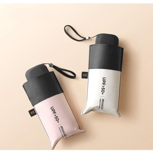 Fashion Mini Women Pocket Small Umbrella 5 folding Rain Umbrella Anti-UV UPF50 Umbrella Folding Pocket Umbrellara For Boy Girl