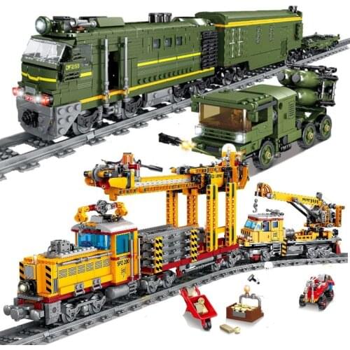 Electric Rail Train Model with Light and Sound Building Blocks Missile Train with Track Bricks Set Educational Toy for Kids Gift