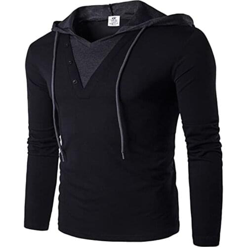 Polyester Mens Long SleeveHip Hop Hooded T-Shirt Slim Fit Pullover Hoodie Shirt EUROPE Size