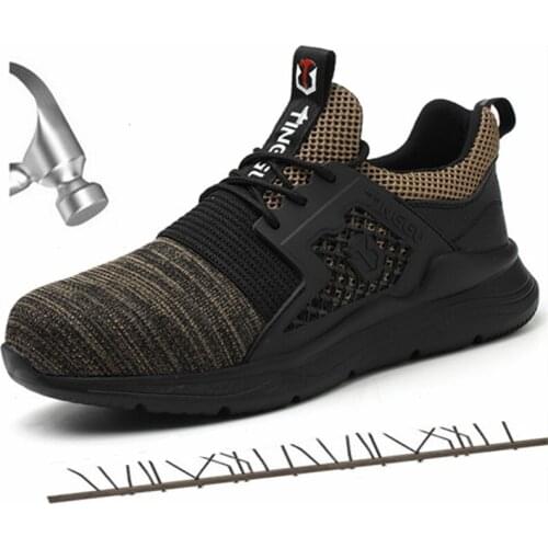 Steel Toe Cap Work Safety Shoes Mens Sneaker Outdoor Light Breathable Non-slip Anti-piercing Construction Indestructible Boots