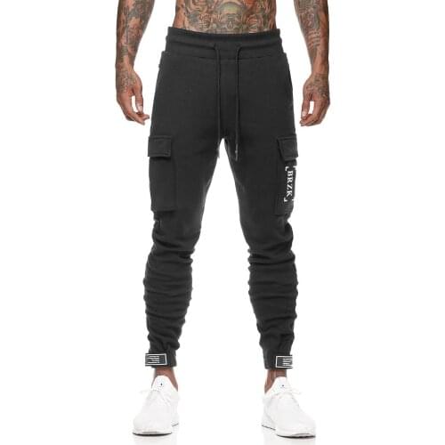 2021 New Joggers Pants Men Sports Trousers multi Pockets fitness Men Pants Sweatpants pure color Training Running Men Trousers