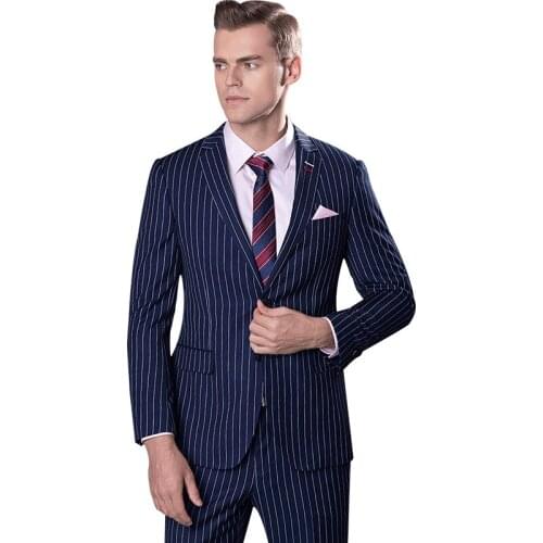 Two Pieces Navy Blue Mens Suit Slim Fit Business Formal Men Suits Ready To Ship 2020