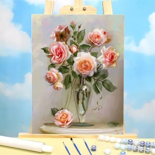 Flower Rose DIY Painting By Numbers Complete Kit Oil Paints 50*70 Picture By Numbers Photo Decoration For Adults Handiwork