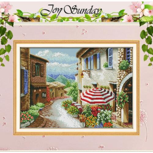 A street view (4) Counted Cross Stitch 11CT 14CT Cross Stitch Sets Wholesale Scenic Cross-stitch Kits Embroidery Needlework