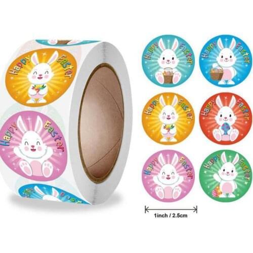 Cute Happy Easter Stickers for Kids 500pcs Per Roll for Teachers Party Decorations Children Card Scrapbooking Gift Party Favors