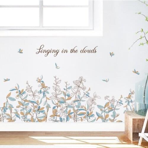 Flower Wall Stickers Home Office Decor Living Room Skirting Line Decals Modern Bedroom Decor Warm Aesthetic Art Wallpaper Mural