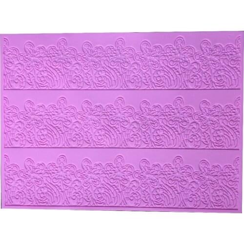New arrived free shipping Dandelion lace cooking tools edge of cake Silicone Impressing Mat Fondant Cake mold Sugar Decorating