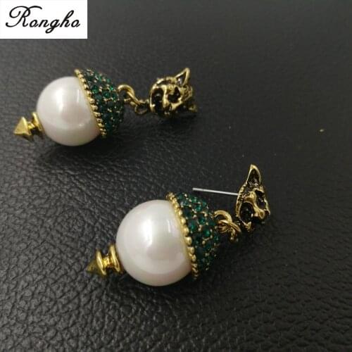 New Baroque Brand Vintage Metal leopard Stud Earrings for Women Rhinestone earring Crystal Brincos Pendant Jewelry Punk bijoux