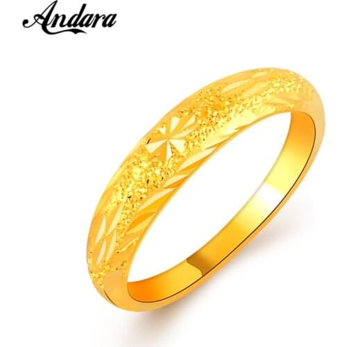 Gold Filled Wedding Rings Women Fashion 24K Gold Color Engagement Finger Ring For Girl Female Jewelry JR088