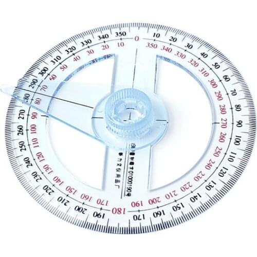 Plastic 360 Degree Protractor Ruler Angle Finder Swing Arm School Office