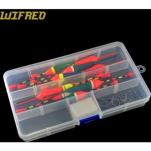 10PCS Mixed Color Fishing Float Buoy Bobber Pond Fishing Tackle with Free Tackle Box + Hooks Combo