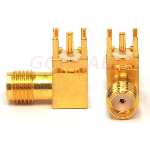 10pcs a lot RF connector SMA-K-W-HD/K-W-E female bent leg right angle 90 degree PCB bottom plug antenna connector