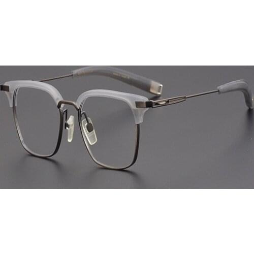 Retro Japanese Handmade Pure Titanium Eyeglasses Women Acetate Myopia Eyewear Frame Prescription Optical Computer Glasses Men