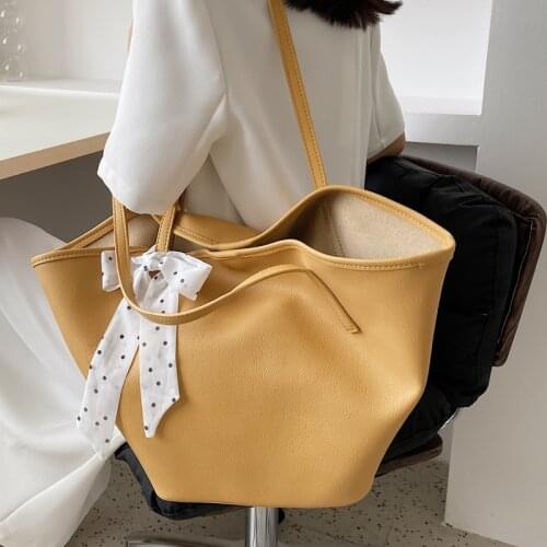 Luxury Designer Big Tote Bags PU Leather Handbags for Women Fashion Shopping Shoulder Bags Black White Yellow Bolsa Feminina