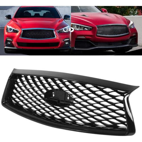 Car Front Bumper Mesh Grille Grill Replacement Gloss Black for Eau Rouge Style for Infiniti Q50 2018 2019 2020 2021