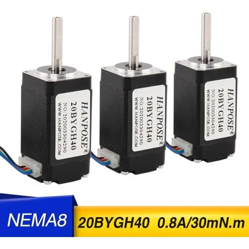 3pcs Nema8 mini Stepper motor 40mm 0.8A 1.8 degrees 20BYGH40 step motor For game machines accessories