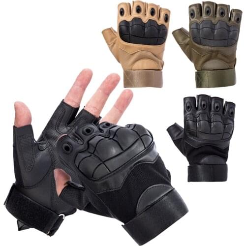 Tactical Leather Half Finger Gloves Army Military CS Special Ops Police Security Gloves outdoor military army hunting gloves