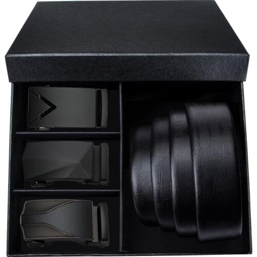 Top Barry.wang Genuine 100% Leather Belt for Men Ratchet Male Belt with 3PCS Buckle Automatic Buckle Mens Belts Alloy Buckle