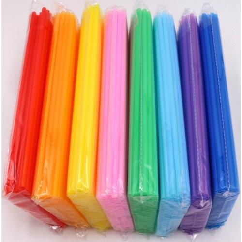 100pcs Hot Sale New Arrival Disposable Straws Colored Plastic Tube 6*260mm Handmade Diy Straight Pipe 10 Colors Available