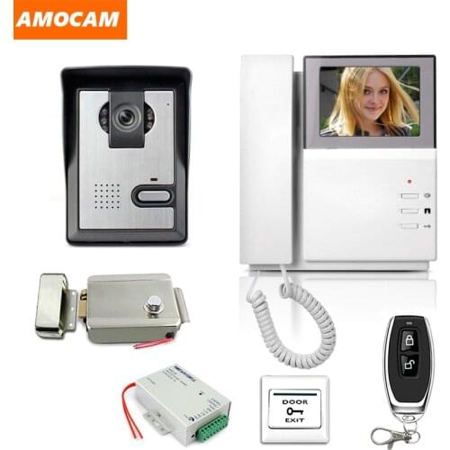 4.3" LCD Video Door Phone Intercom Doorbell System Kit IR Camera Door bell Intercom Doorphone with Electric Lock Home Security