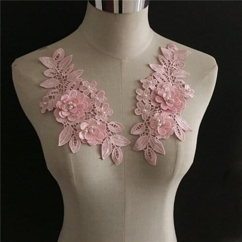 Fashion Embroidery 3D Three-dimensional Flower Lace Collar DIY Sewing ABS Pearl Collar Decoration Clothes Decals Accessories