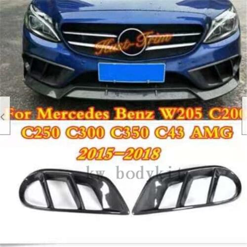 W205 Exterior Real Carbon Fiber Front Bumper Air Vent Outlet Cover Grill Trim for Mercedes Benz C250 C350 C43 AMG C200 Sport