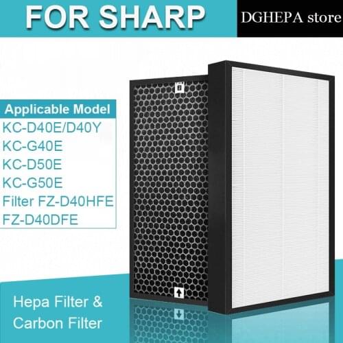 Replacement Sharp Air Purifier FZ-D40HFE FZ-D40DFE HEPA Activated Carbon Filter for KC-D40E KC-G40E KC-D50E KC-G50E KC-D40Y