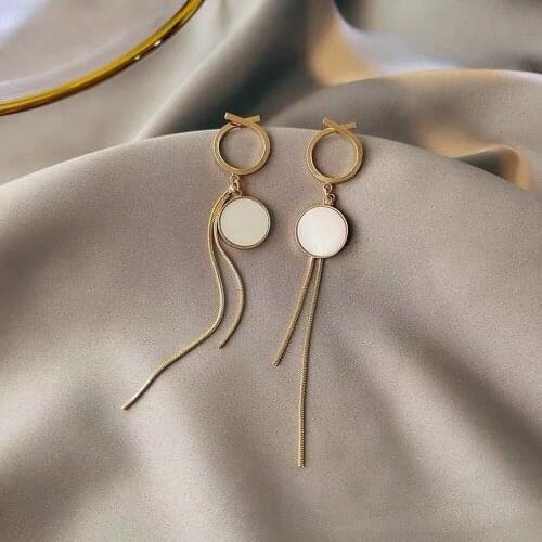 Womens Fashion Geometric Earrings Long Dangle Earrings Girl Simple Hollow Metal Chain Earring Jewelry Accessories for Women