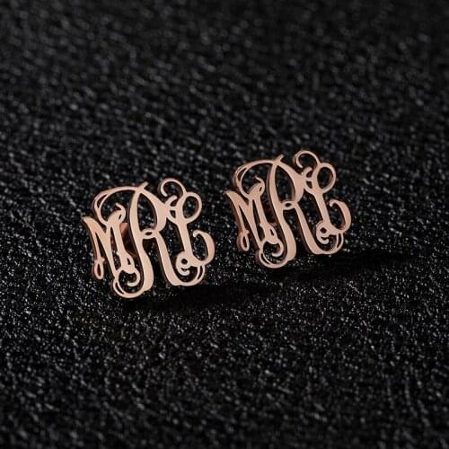 Custom Monogram Stud Earrings For Women Boucle D'oreille Stainless Steel Personalized Initials Letters Earrings BFF Jewelry