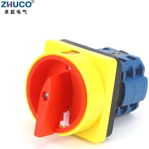 ZHUCO SZW26-202GS 48X48mm Panel 2 Poles 0-1 20A Rotary Cam Switch Changeover Control Switch padlock Power cut-off switch